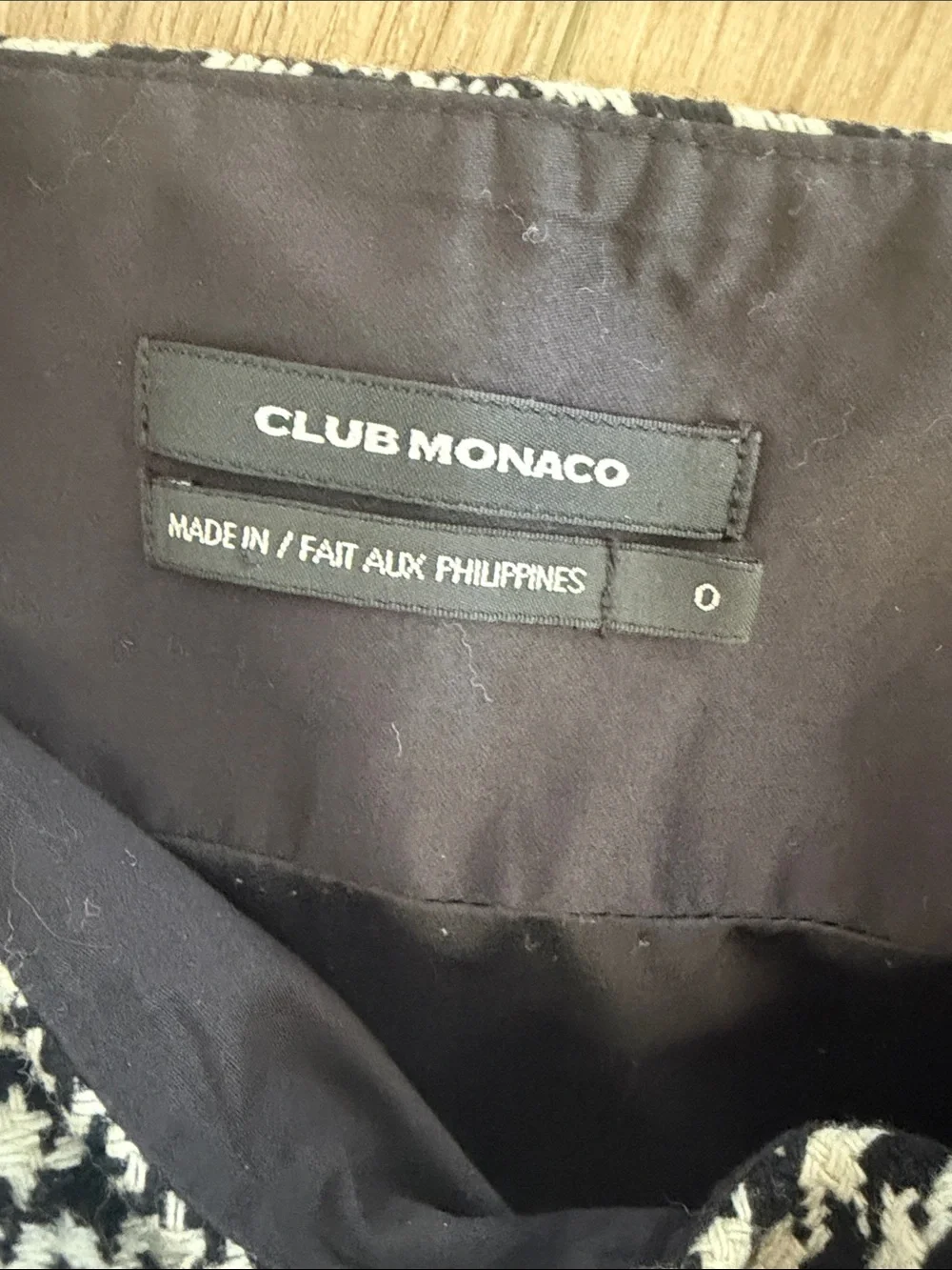 Club Monaco Black and White Houndstooth Mini Skirt